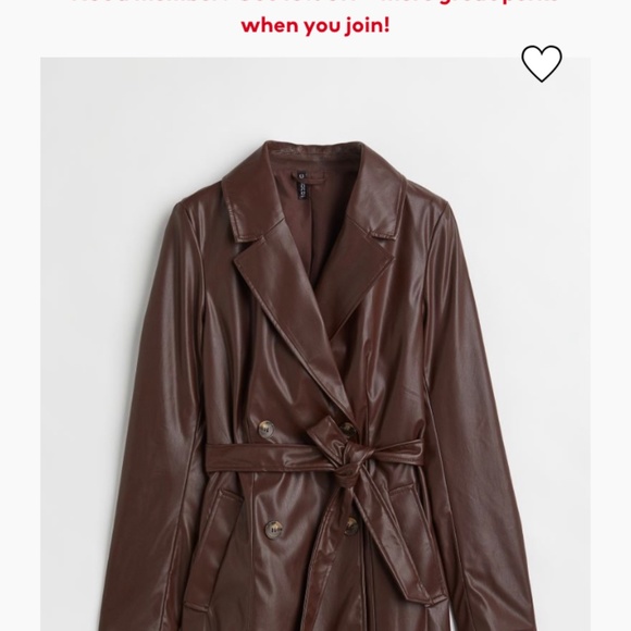 H&M Brown Double Breasted Faux Leather Jacket - Picture 3 of 3